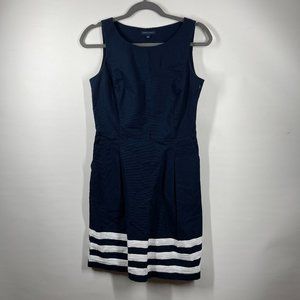 Tommy Hilfiger Women's Cotton Navy Blue White Stripe Sleeveless Dress Size 2